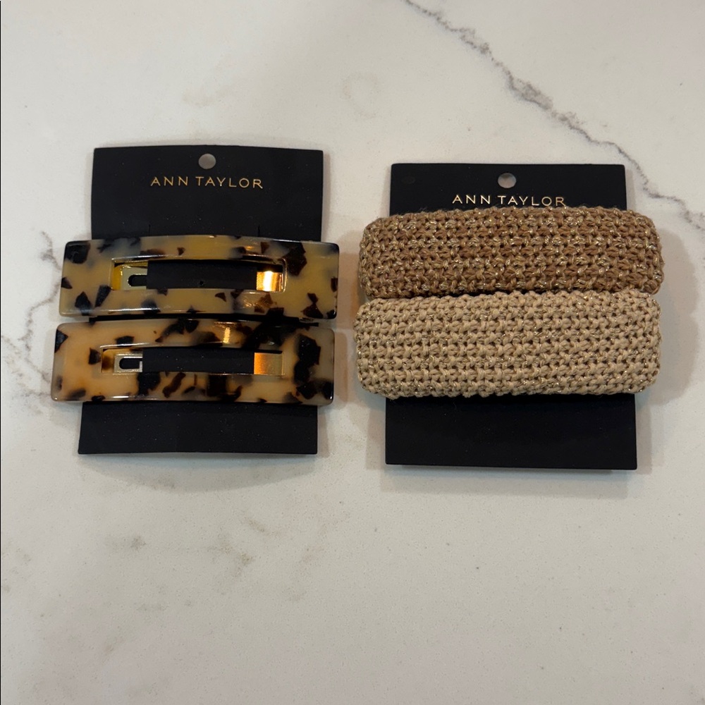 Ann Taylor Set of Tortoiseshell Hair Clips & Crochet Barrettes
